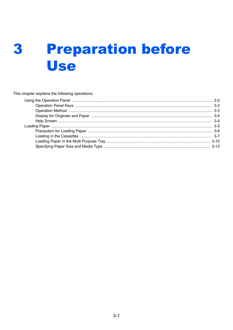 3 preparation before use, Preparation before use -1, Preparation before use | 3preparation before use | TA Triumph-Adler 2256 User Manual | Page 76 / 267