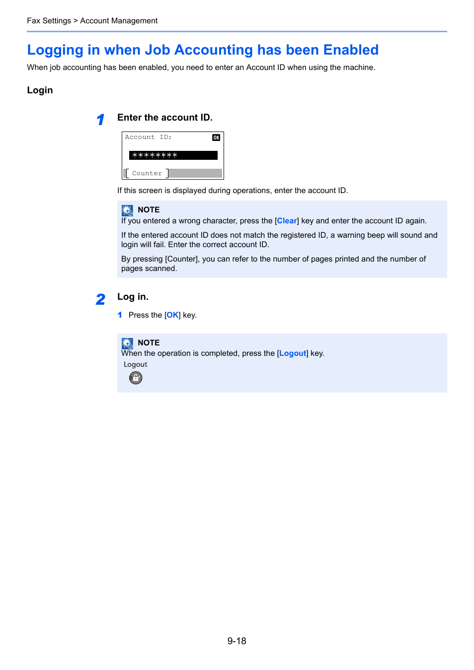 Logging in when job accounting has been enabled | TA Triumph-Adler 2256 User Manual | Page 128 / 152