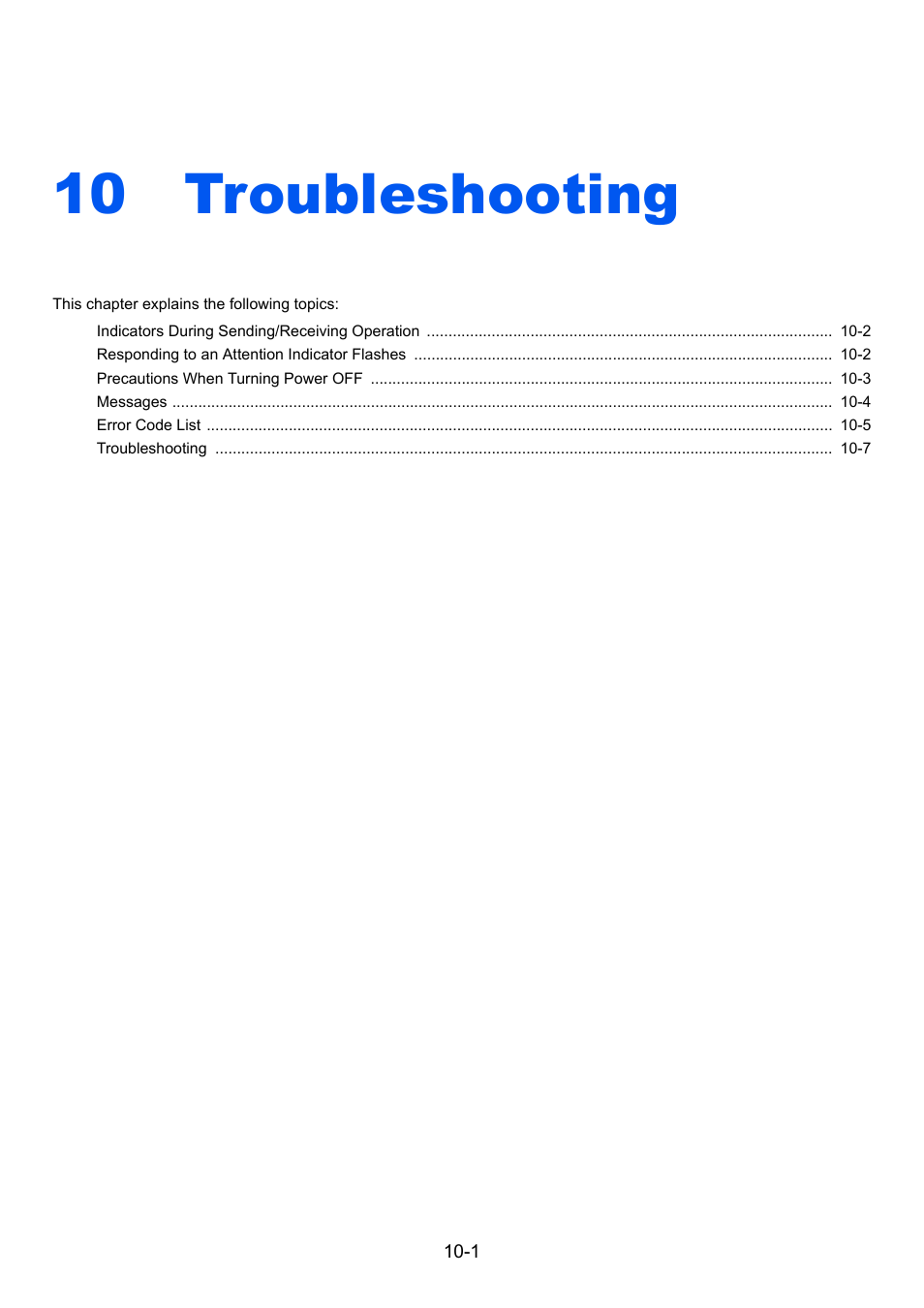 10 troubleshooting, Troubleshooting -1 | TA Triumph-Adler 2256 User Manual | Page 129 / 152