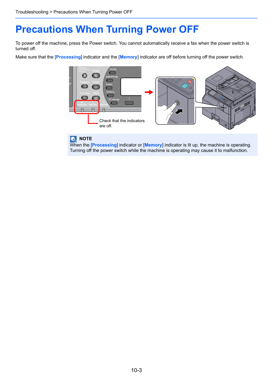 Precautions when turning power off, Precautions when turning power off -3 | TA Triumph-Adler 2256 User Manual | Page 131 / 152