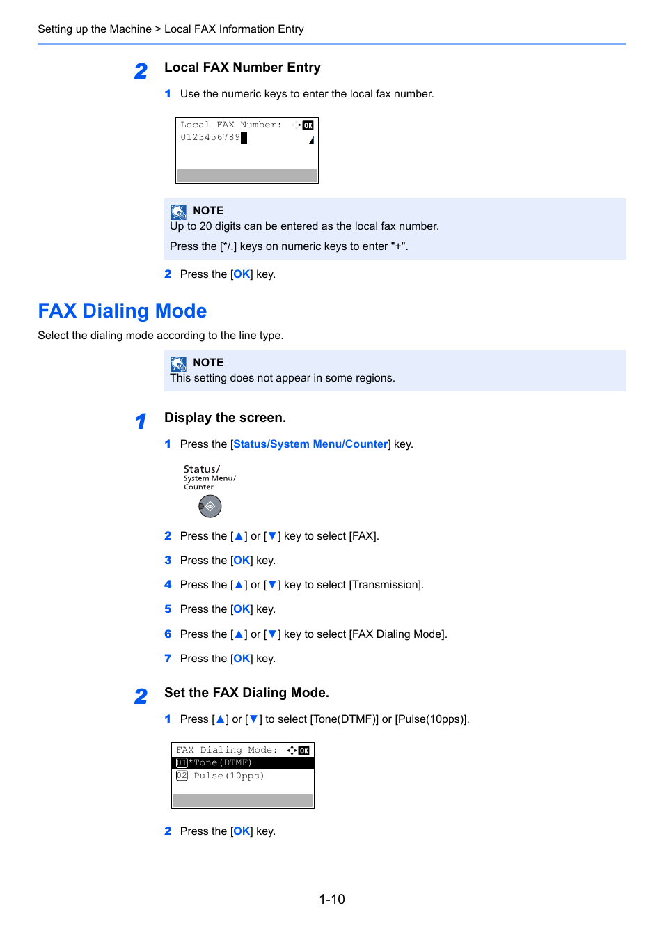 Fax dialing mode, Fax dialing mode -10 | TA Triumph-Adler 2256 User Manual | Page 24 / 152