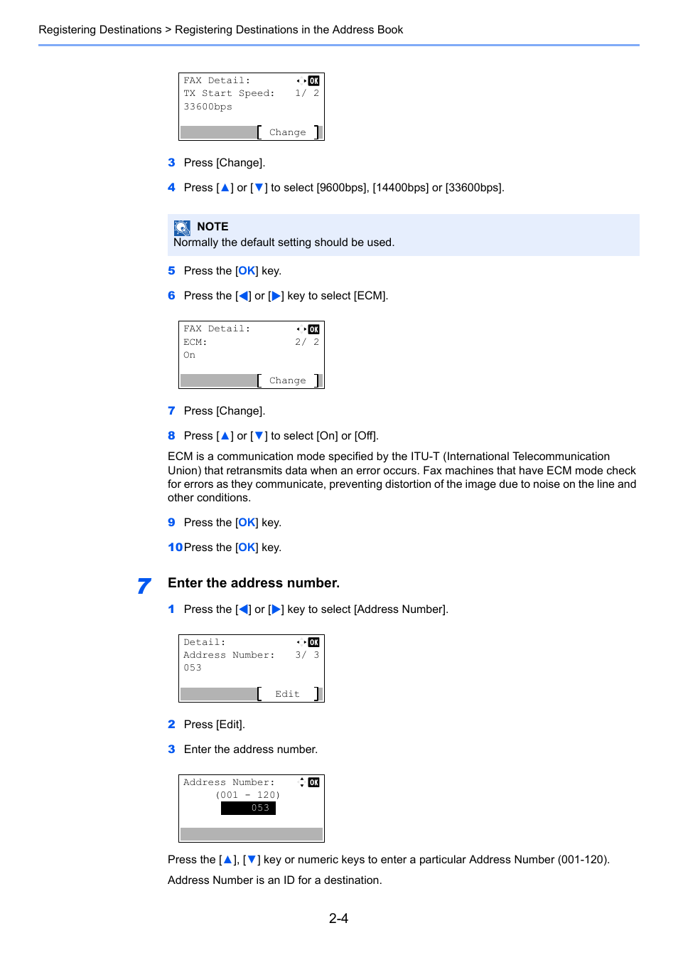 Enter the address number | TA Triumph-Adler 2256 User Manual | Page 30 / 152