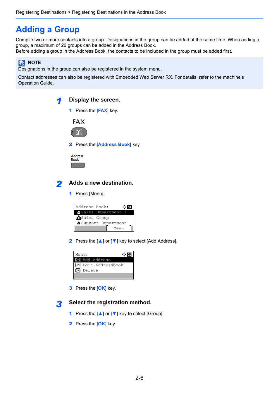 Adding a group, Adding a group -6 | TA Triumph-Adler 2256 User Manual | Page 32 / 152