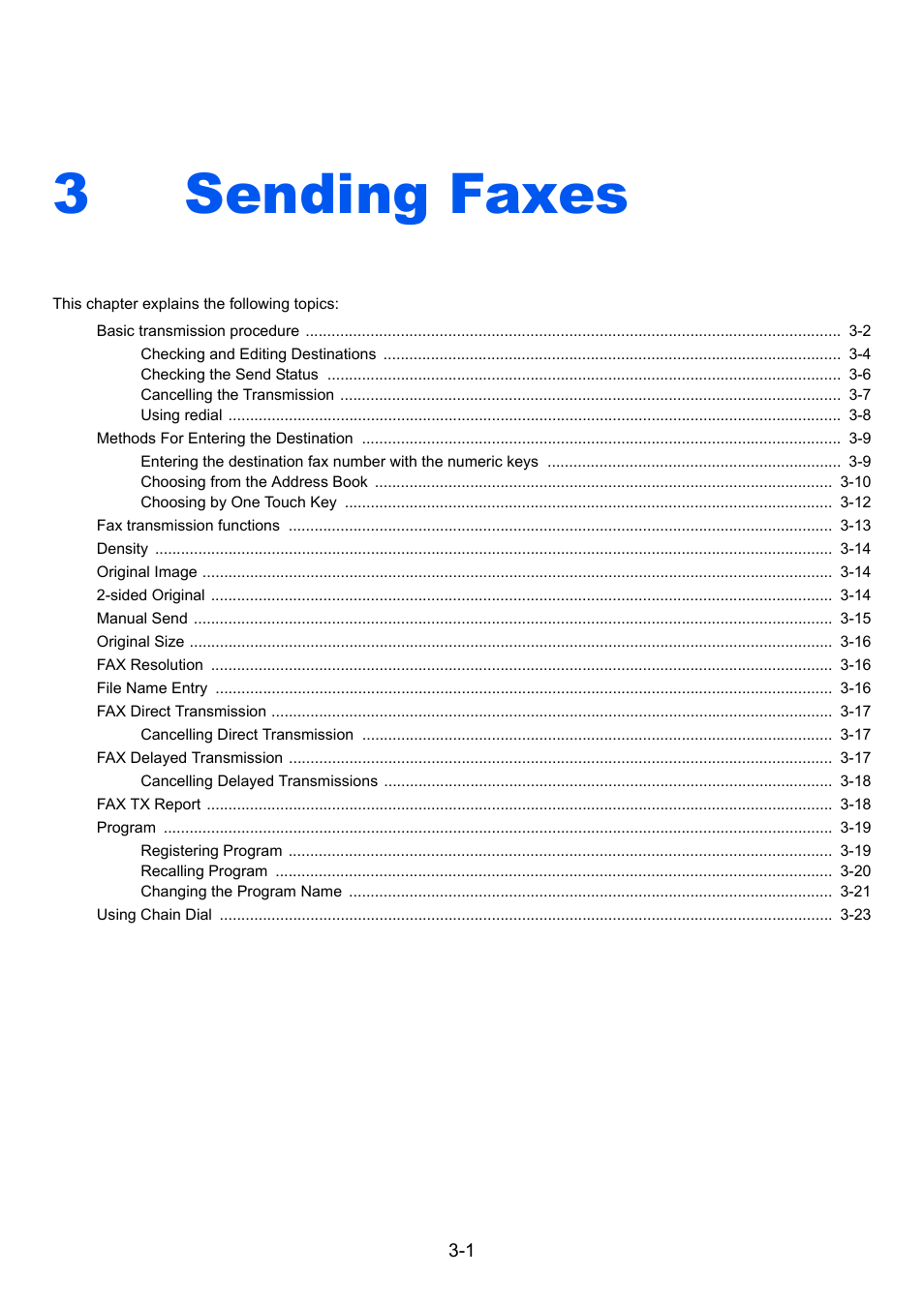3 sending faxes, Sending faxes -1, 3sending faxes | TA Triumph-Adler 2256 User Manual | Page 40 / 152