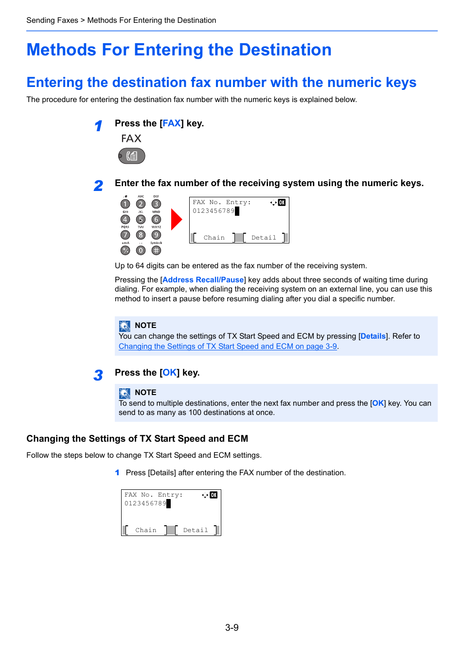 Methods for entering the destination, Methods for entering the destination -9 | TA Triumph-Adler 2256 User Manual | Page 48 / 152