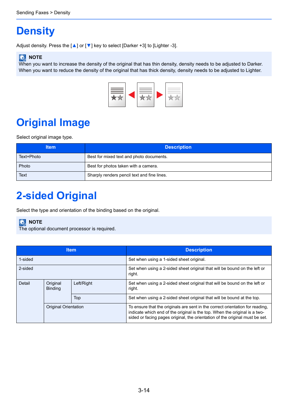 Density, Original image, Sided original | TA Triumph-Adler 2256 User Manual | Page 53 / 152