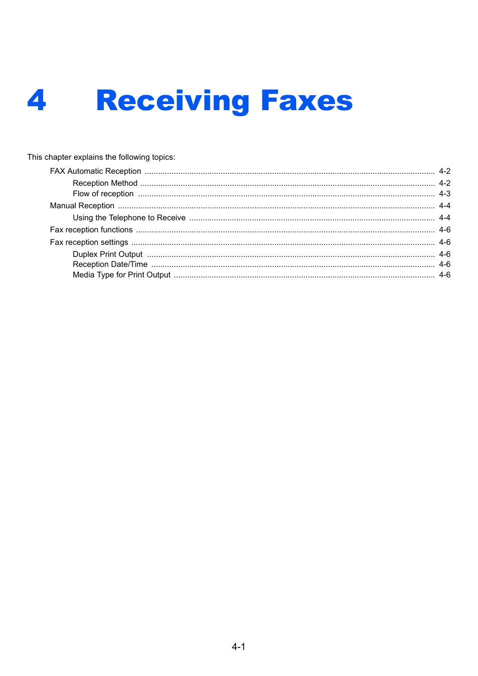 4 receiving faxes, Receiving faxes -1, 4receiving faxes | TA Triumph-Adler 2256 User Manual | Page 64 / 152