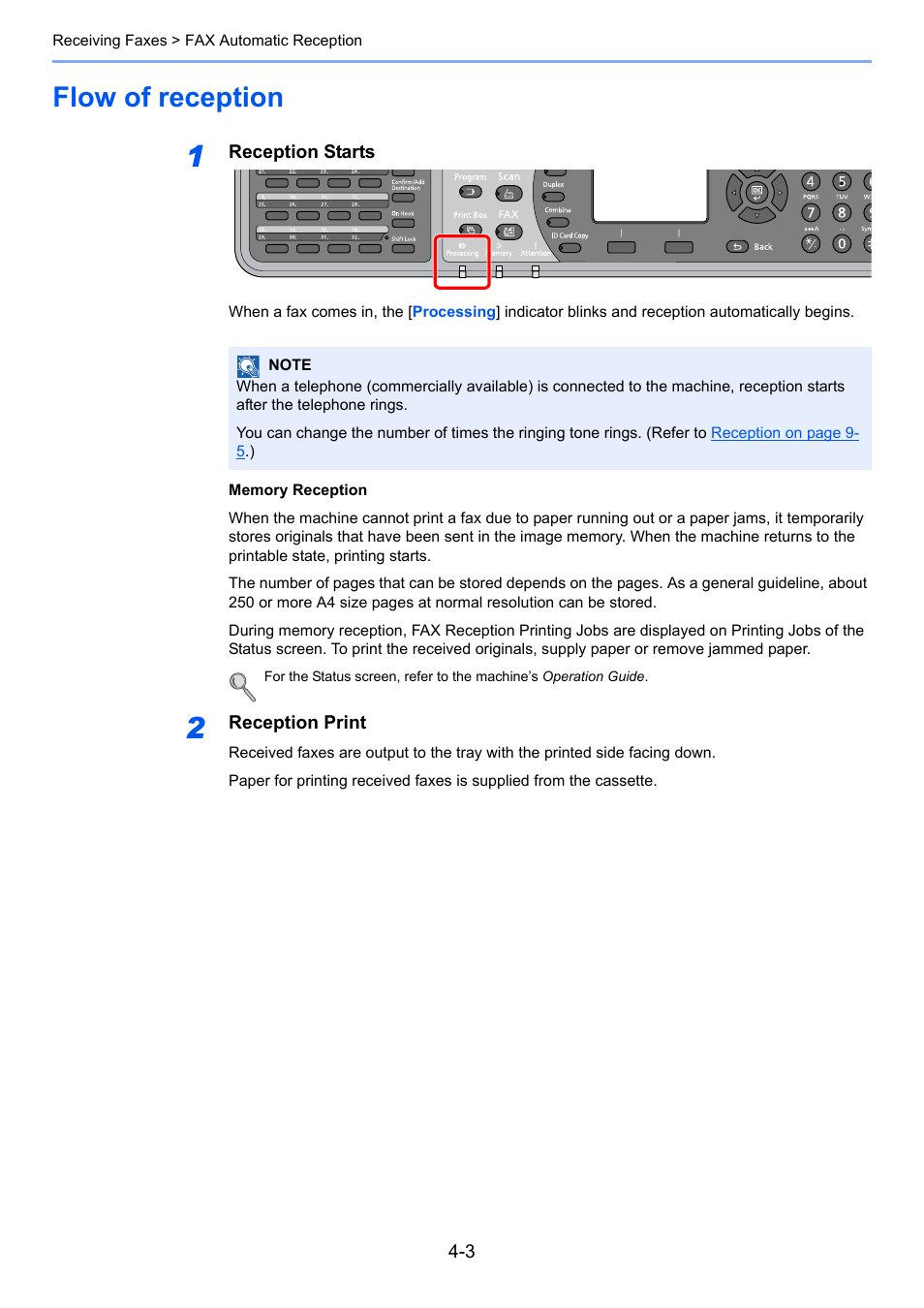 Flow of reception, Flow of reception -3 | TA Triumph-Adler 2256 User Manual | Page 66 / 152