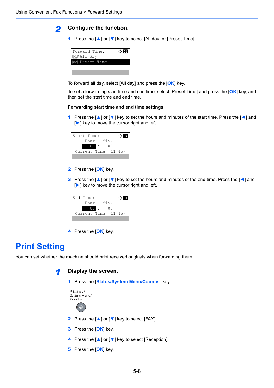 Print setting, Print setting -8, Configure the function | Display the screen | TA Triumph-Adler 2256 User Manual | Page 79 / 152