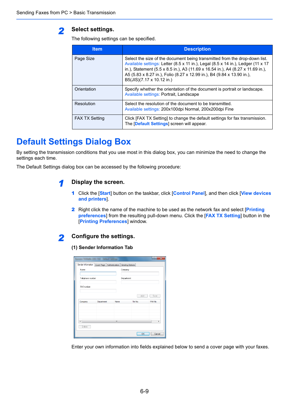Default settings dialog box, Default settings dialog box -9 | TA Triumph-Adler 2256 User Manual | Page 89 / 152