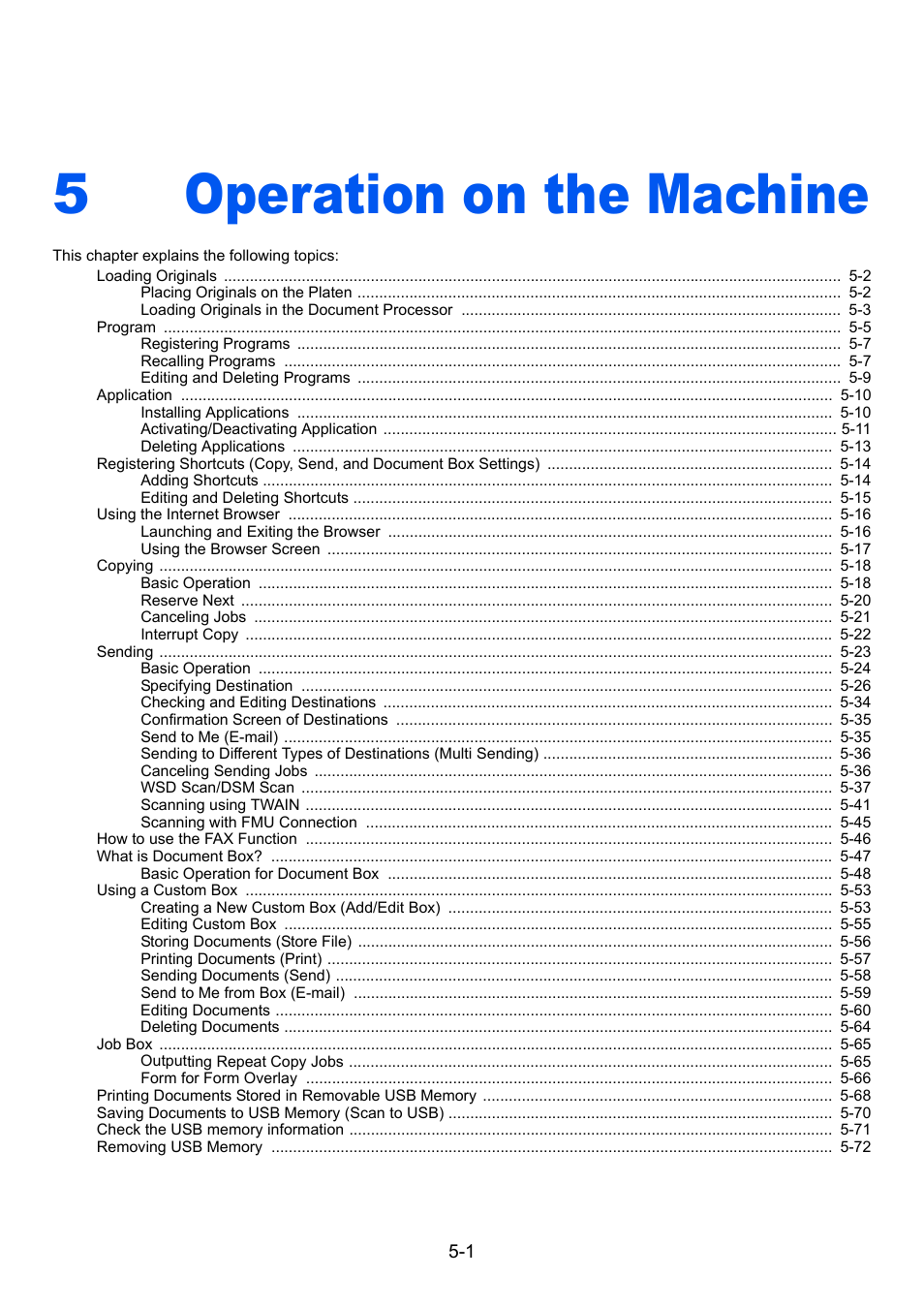 5 operation on the machine, Operation on the machine, Operation on the machine -1 | 5operation on the machine | TA Triumph-Adler 2500ci User Manual | Page 175 / 530