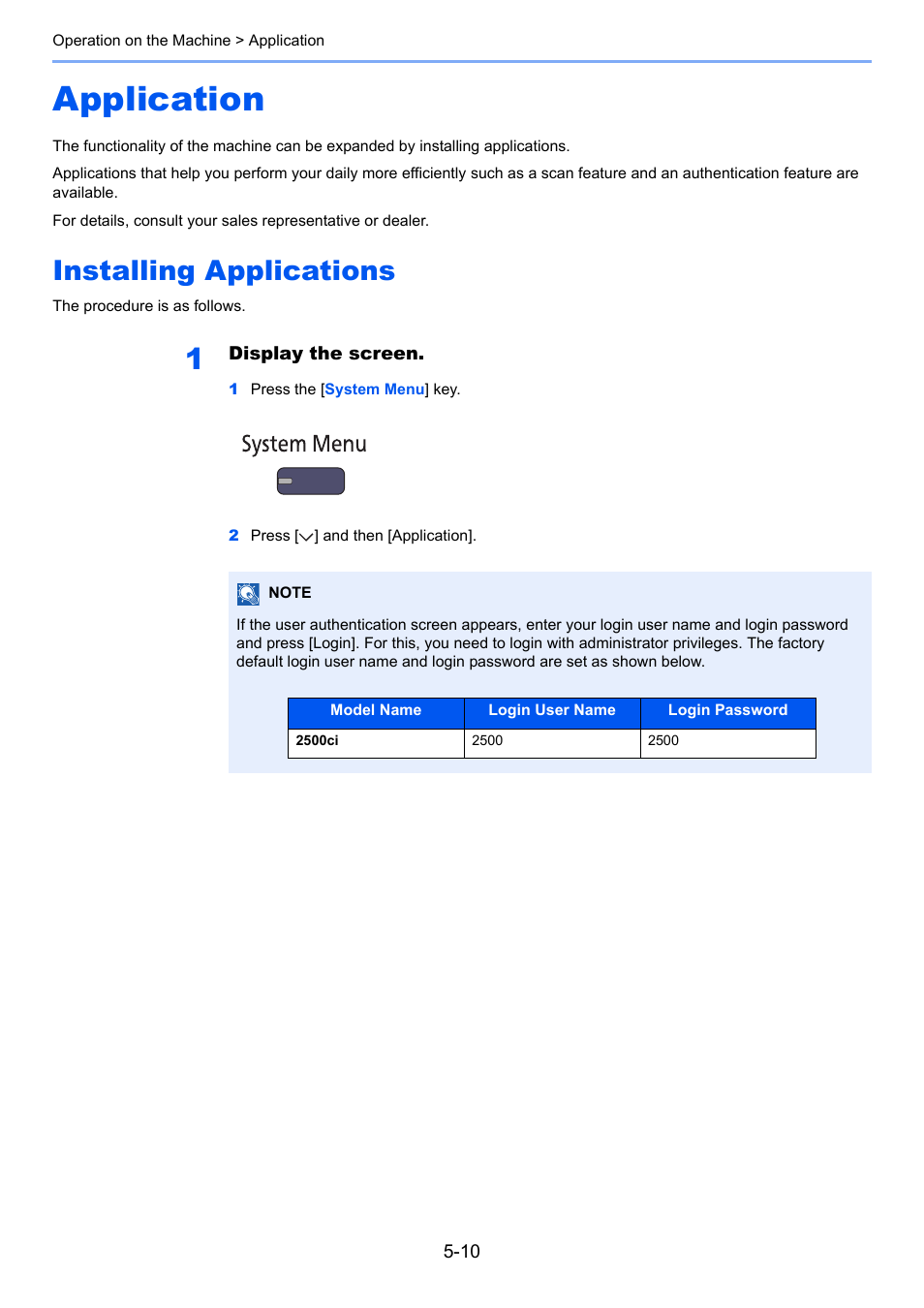 Application, Installing applications, Application -10 | Installing applications -10 | TA Triumph-Adler 2500ci User Manual | Page 184 / 530