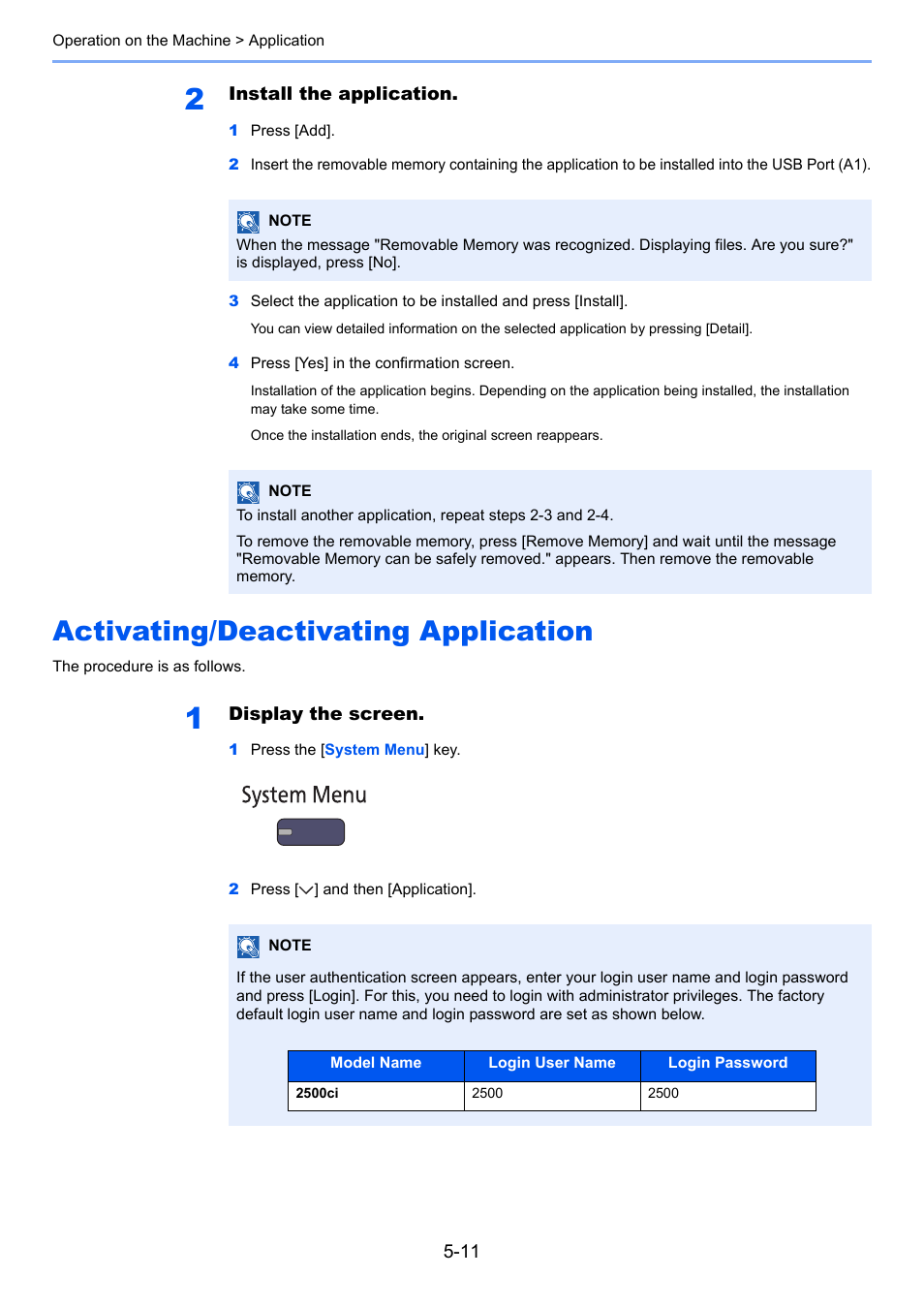 Activating/deactivating application, Activating/deactivating application -11 | TA Triumph-Adler 2500ci User Manual | Page 185 / 530