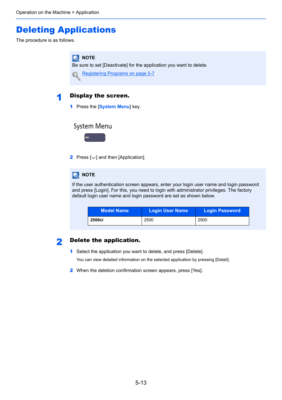 Deleting applications, Deleting applications -13 | TA Triumph-Adler 2500ci User Manual | Page 187 / 530