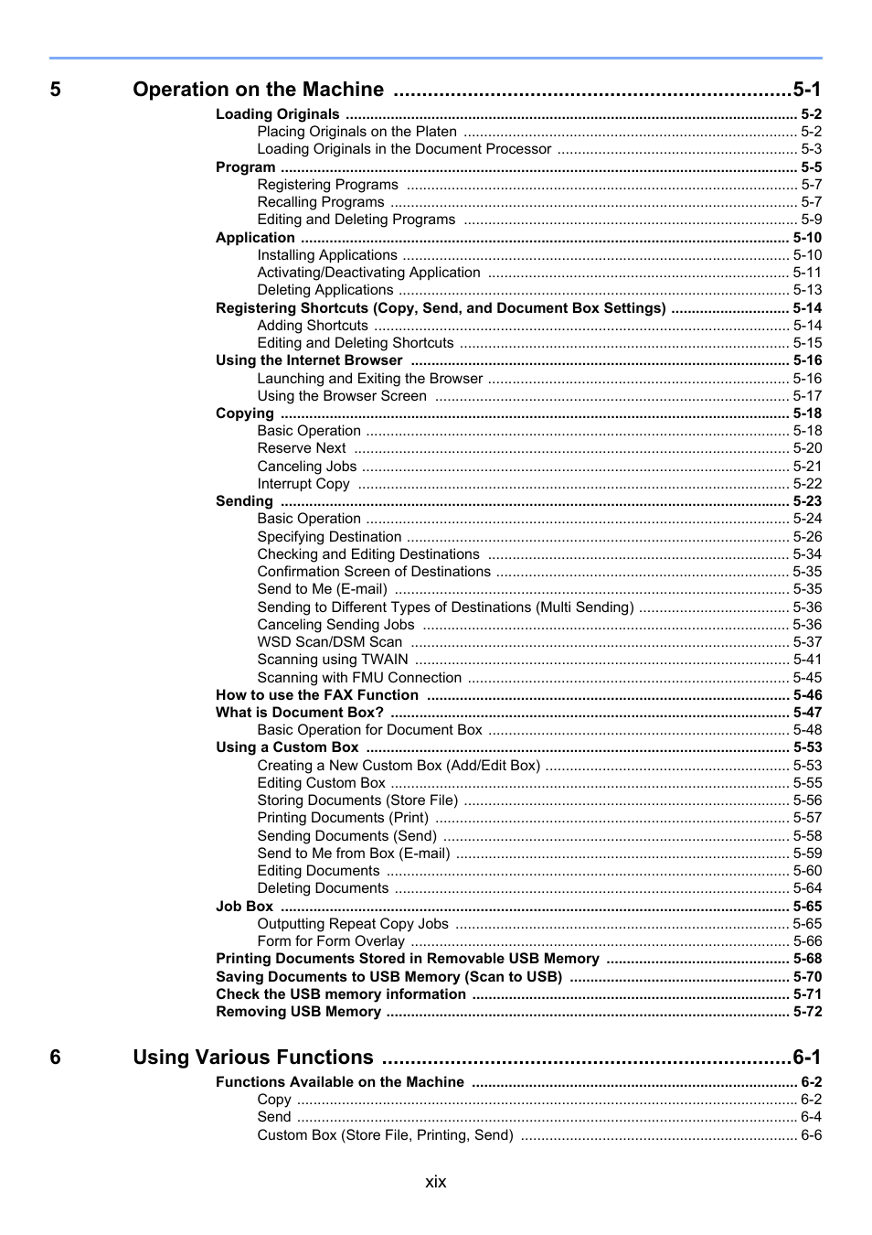 5operation on the machine -1, 6using various functions -1 | TA Triumph-Adler 2500ci User Manual | Page 20 / 530