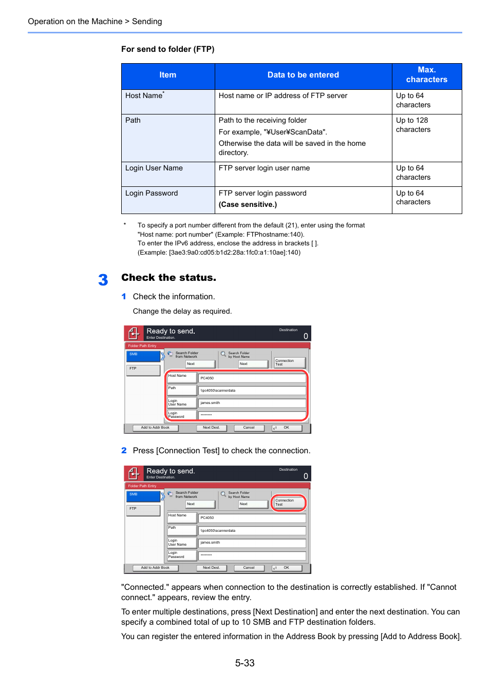 Check the status, 1check the information, Change the delay as required | Host name | TA Triumph-Adler 2500ci User Manual | Page 207 / 530