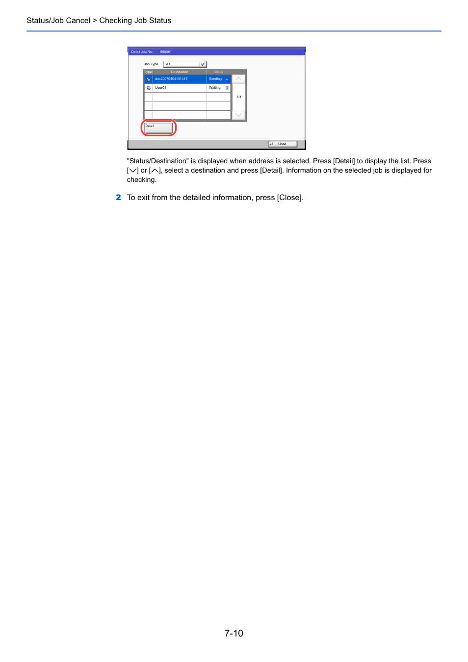 Status/job cancel > checking job status | TA Triumph-Adler 2500ci User Manual | Page 328 / 530