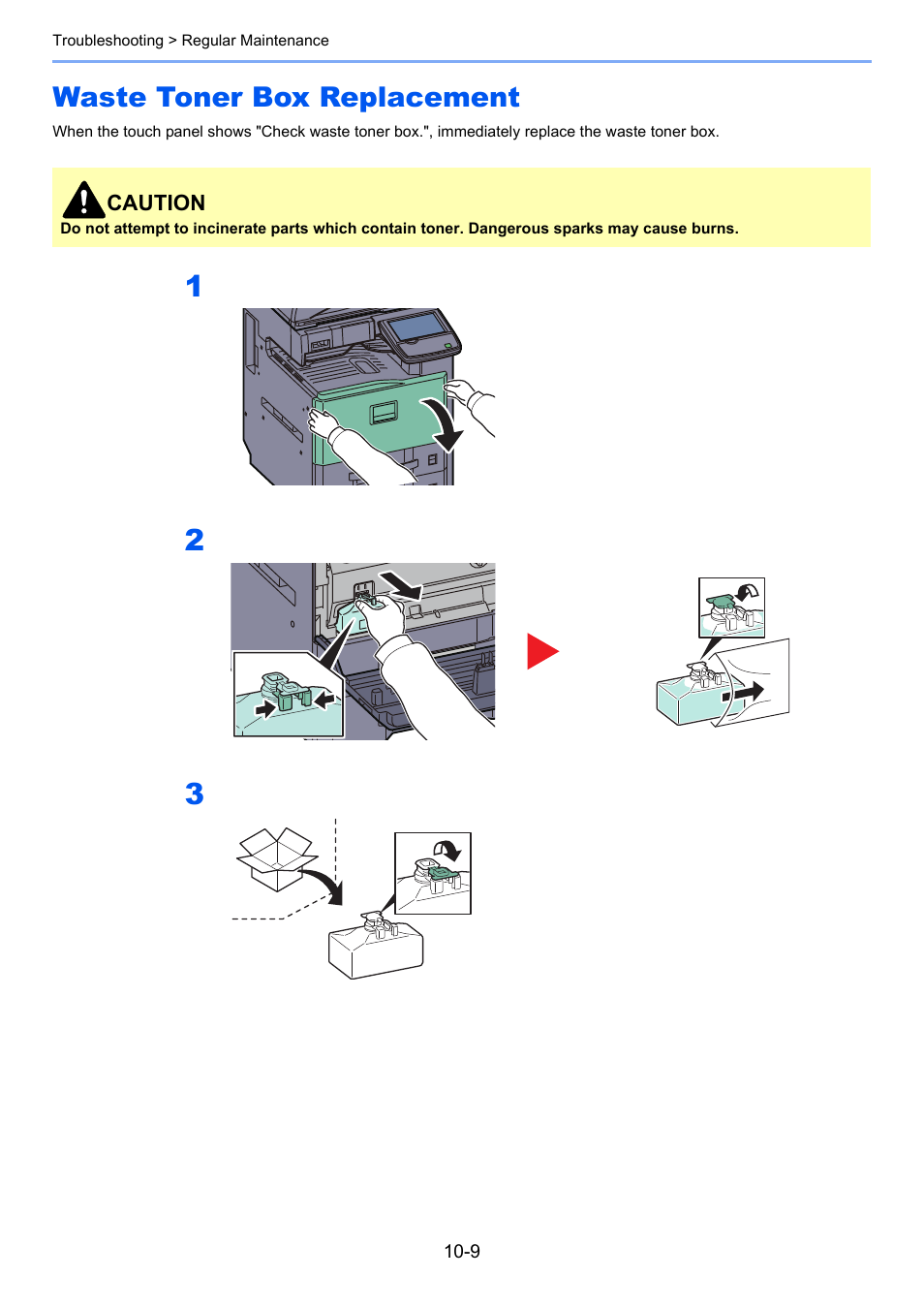 Waste toner box replacement, Waste toner box replacement -9 | TA Triumph-Adler 2500ci User Manual | Page 445 / 530