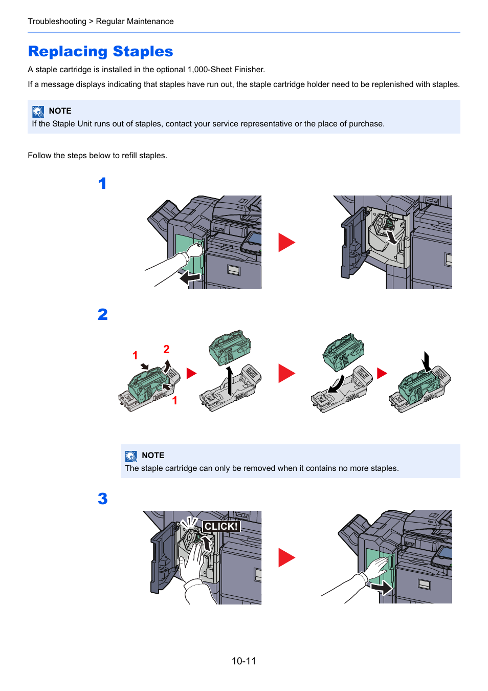 Replacing staples, Replacing staples -11 | TA Triumph-Adler 2500ci User Manual | Page 447 / 530