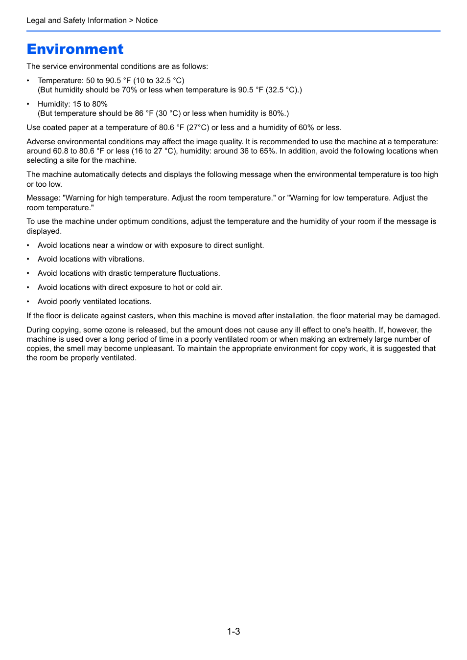 Environment, Environment -3 | TA Triumph-Adler 2500ci User Manual | Page 47 / 530