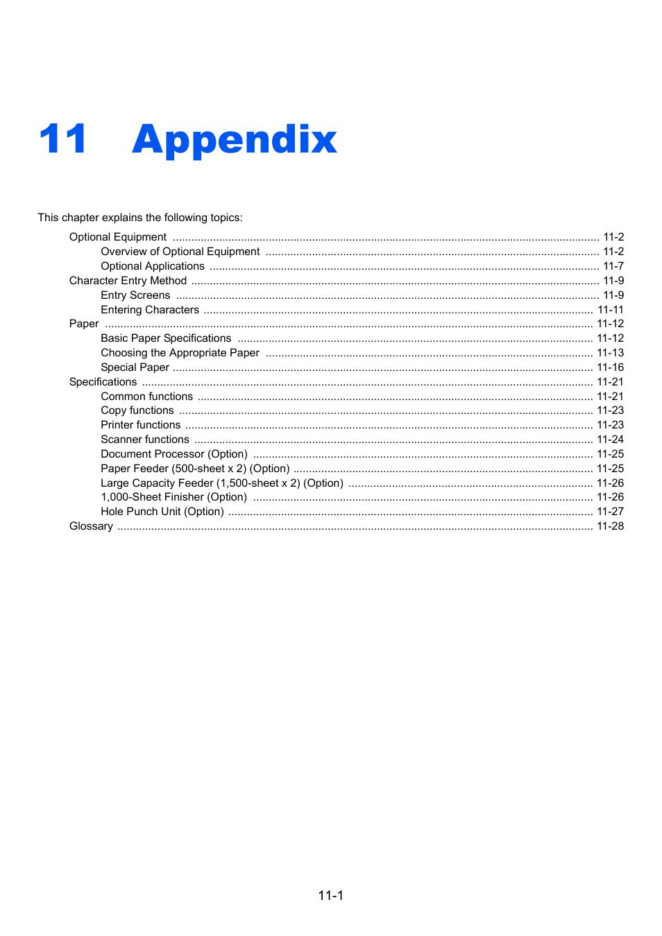 11 appendix, Appendix, Appendix -1 | TA Triumph-Adler 2500ci User Manual | Page 487 / 530