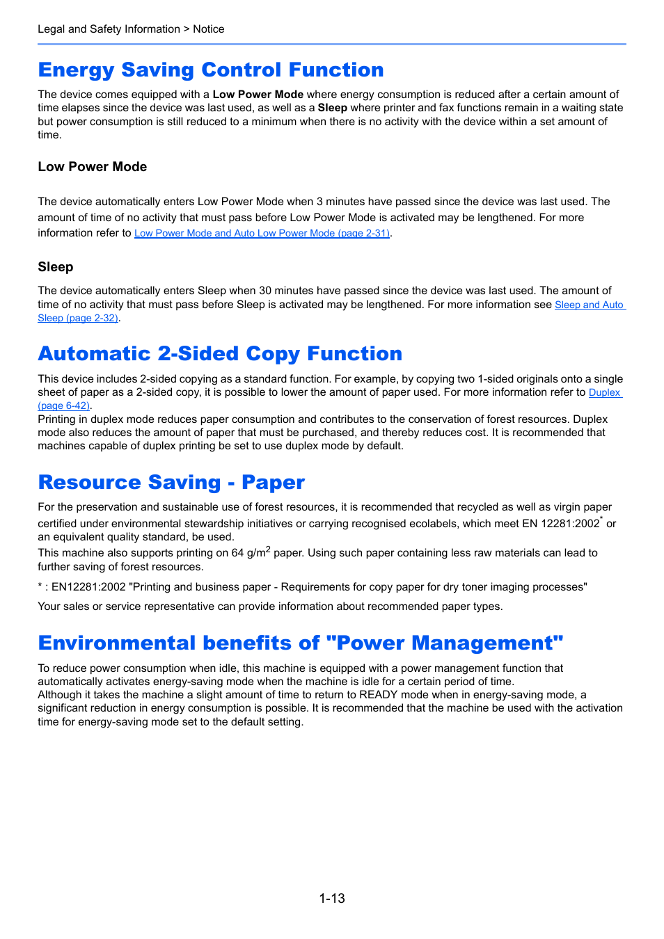 Energy saving control function, Automatic 2-sided copy function, Resource saving - paper | Environmental benefits of "power management | TA Triumph-Adler 2500ci User Manual | Page 57 / 530