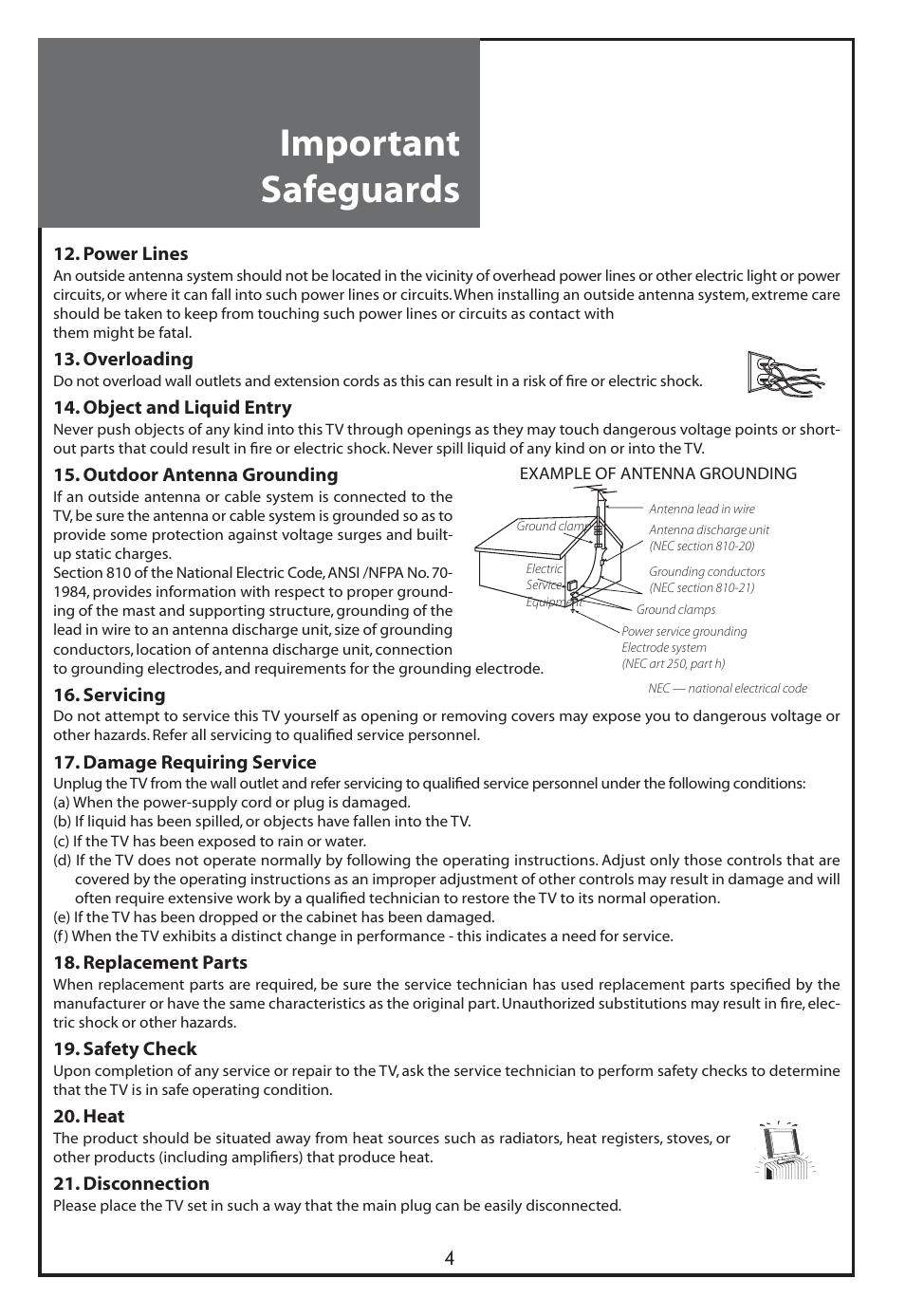 Important safeguards | Daewoo DLT-26C2 User Manual | Page 4 / 53