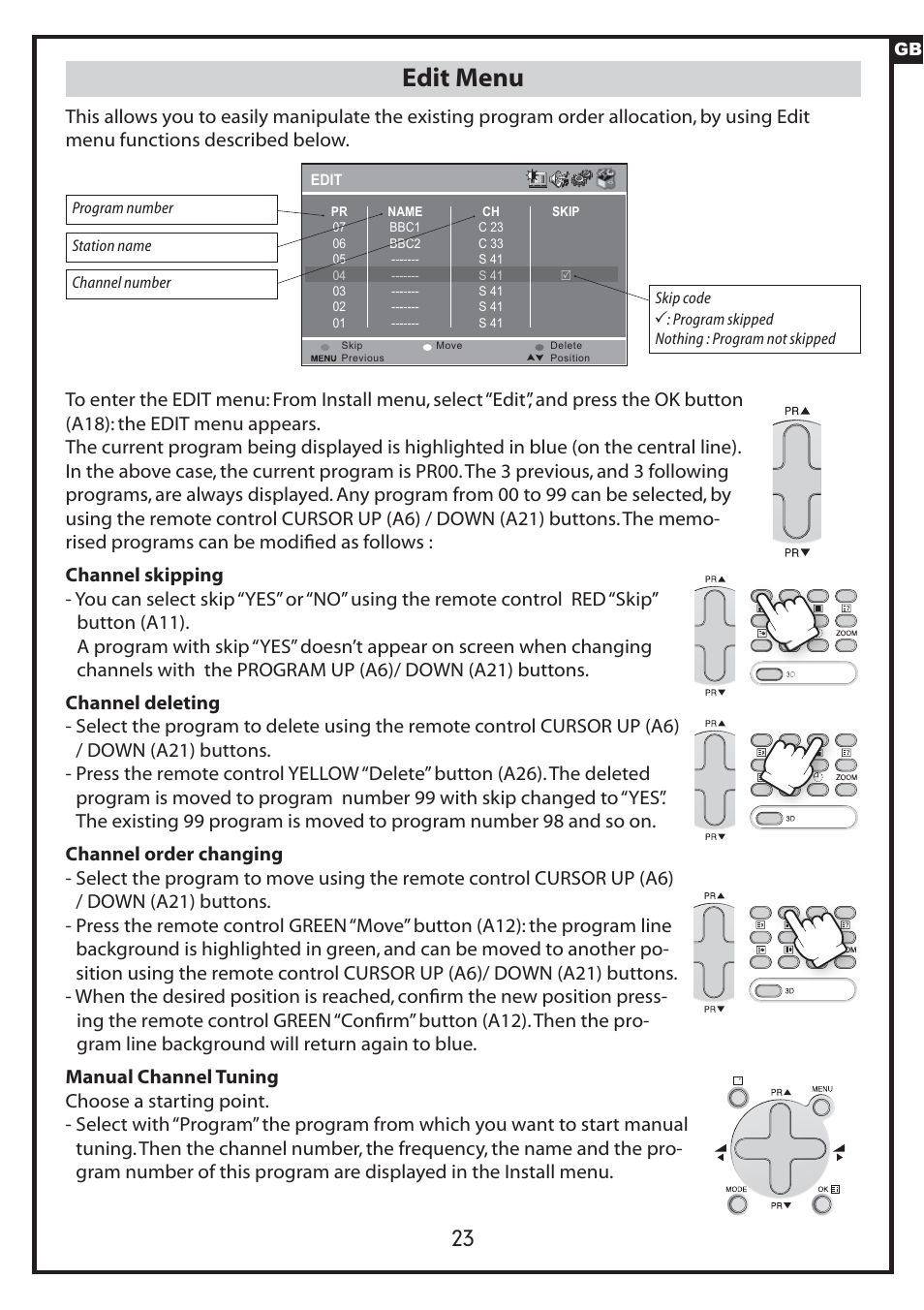 Edit menu | Daewoo DLP-20J1 User Manual | Page 23 / 31