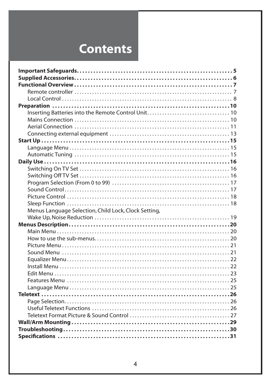 Daewoo DLP-20J1 User Manual | Page 4 / 31
