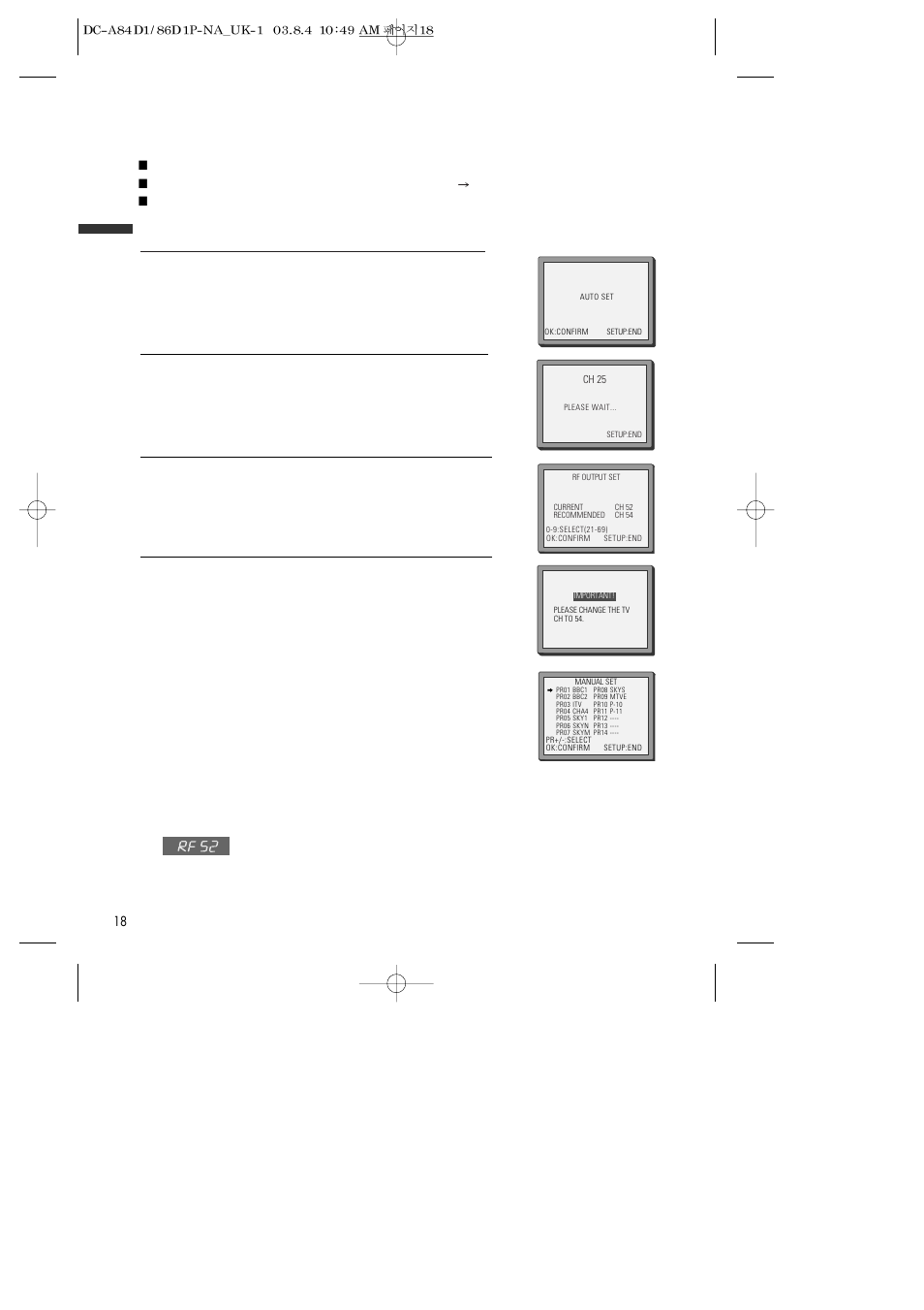 Initial installation, Setting up the player | Daewoo SD-9500P User Manual | Page 19 / 58