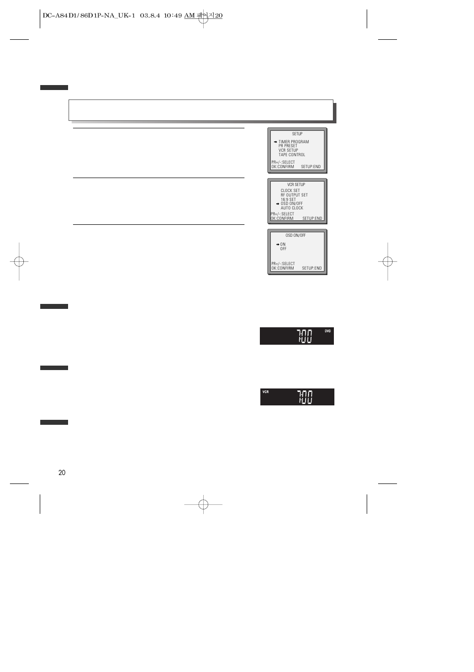 Osd on & off output select | Daewoo SD-9500P User Manual | Page 21 / 58