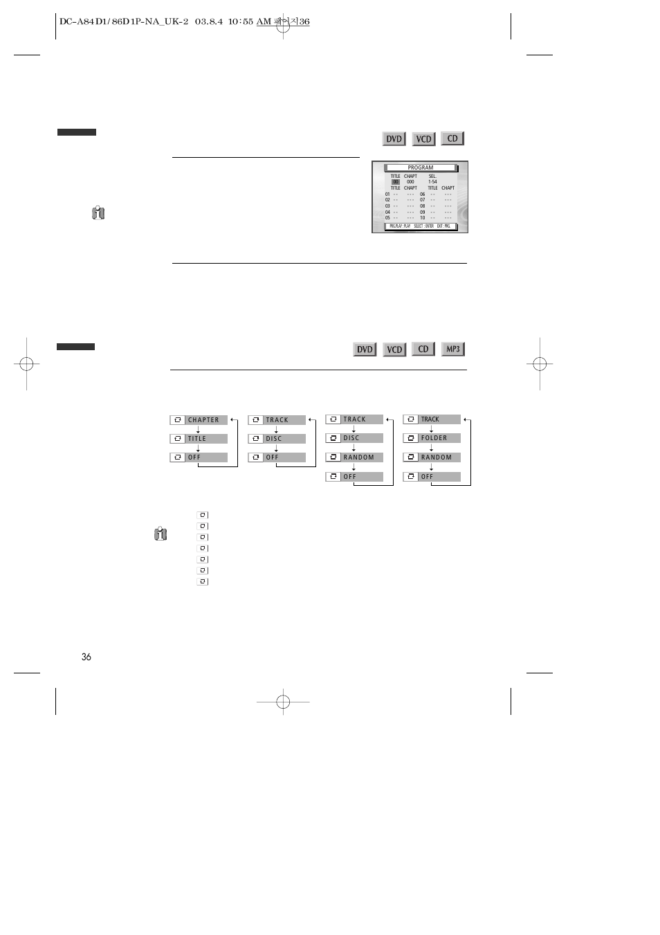 Playing a programmed order, Repeating a defined period, Playing desired scene | Daewoo SD-9500P User Manual | Page 37 / 58