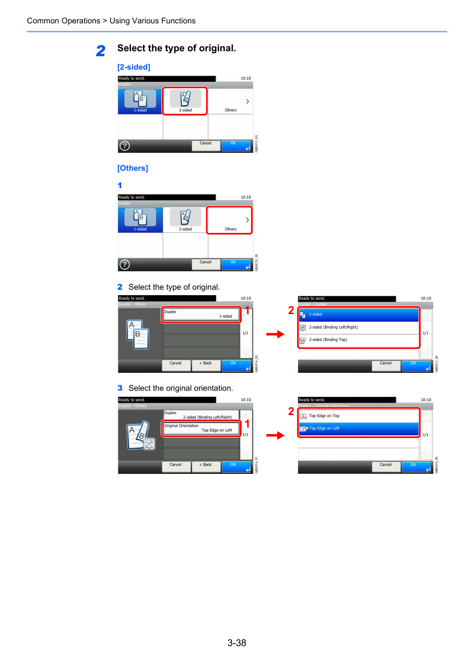 Select the type of original, Common operations > using various functions | TA Triumph-Adler 261ci User Manual | Page 114 / 396