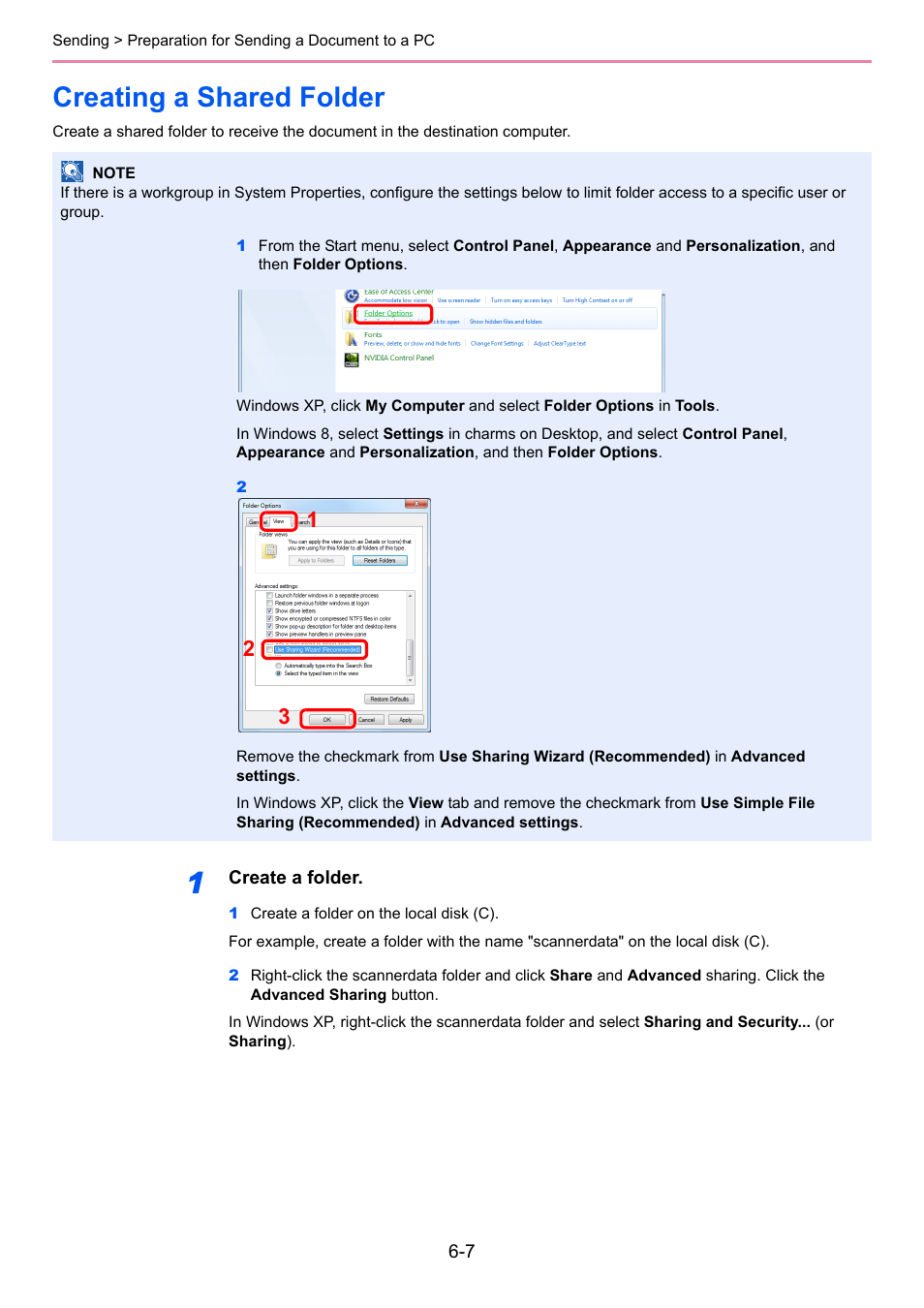 Creating a shared folder, Creating a shared folder -7 | TA Triumph-Adler 261ci User Manual | Page 169 / 396