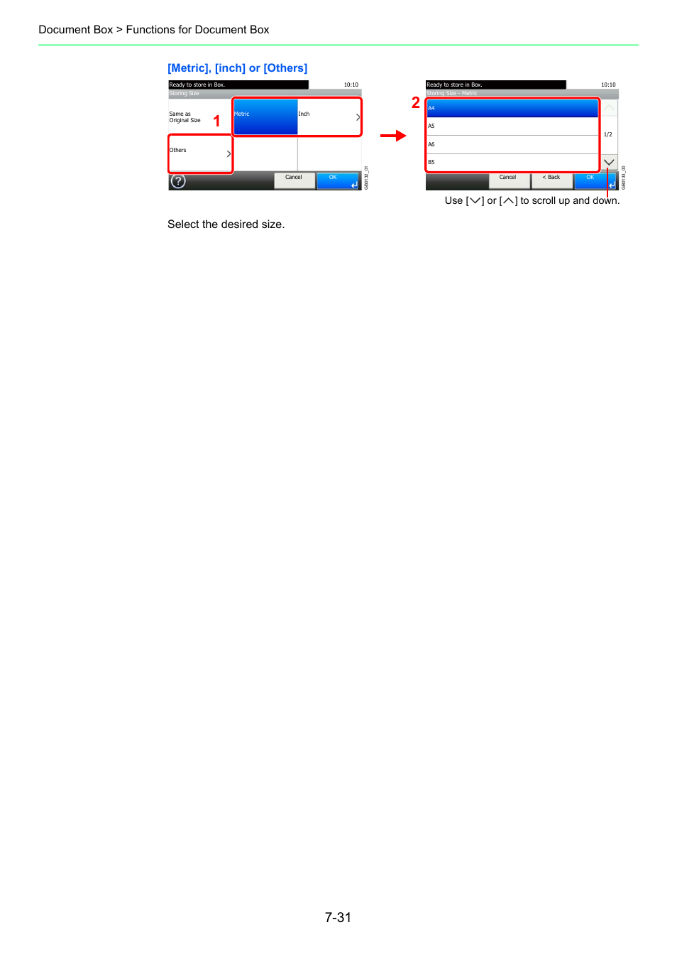 Use [ ] or [ ] to scroll up and down | TA Triumph-Adler 261ci User Manual | Page 239 / 396