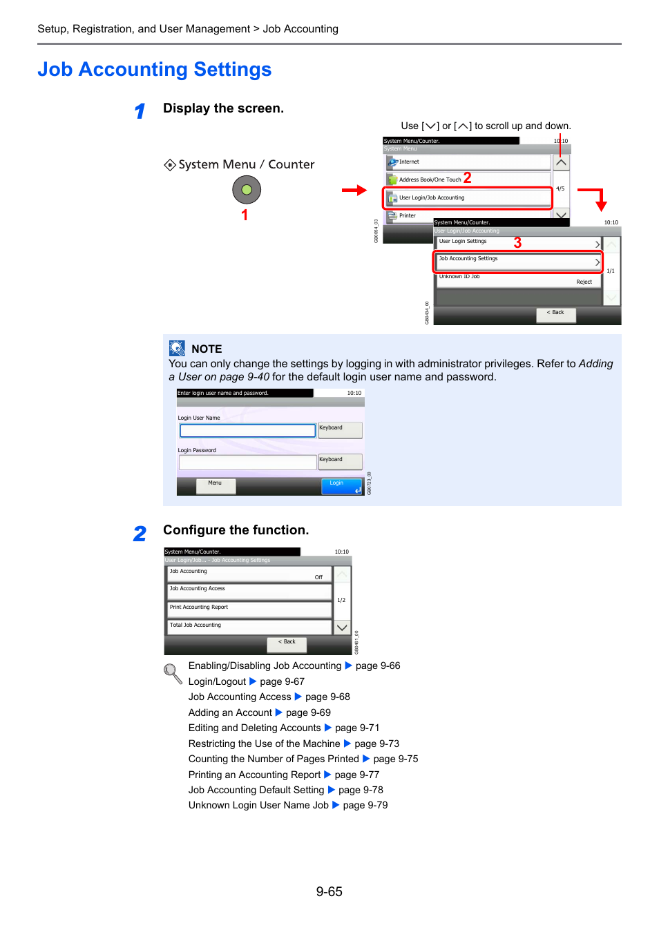 Job accounting settings, Job accounting settings -65, Display the screen | Configure the function | TA Triumph-Adler 261ci User Manual | Page 321 / 396