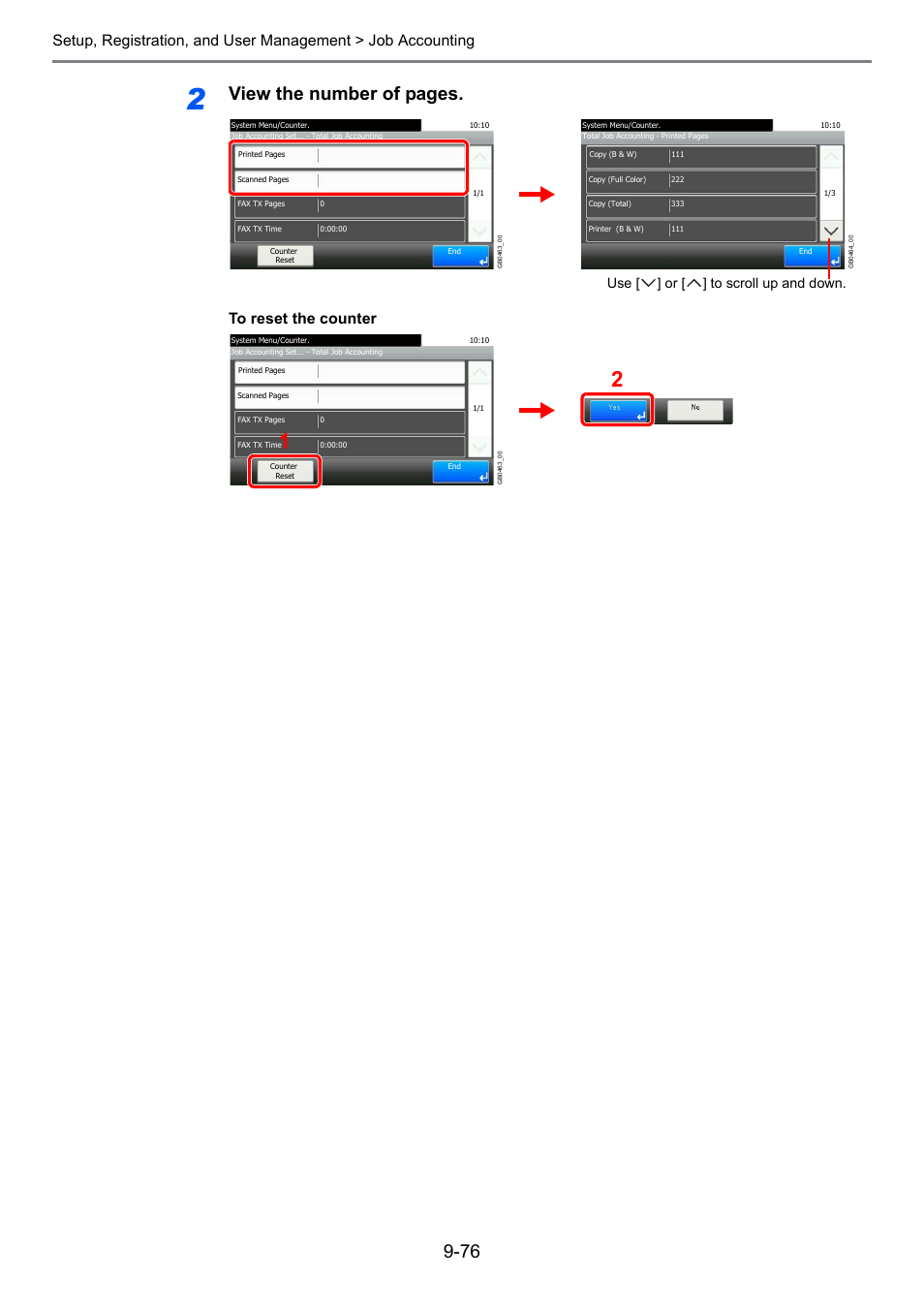 View the number of pages, Use [ ] or [ ] to scroll up and down | TA Triumph-Adler 261ci User Manual | Page 332 / 396