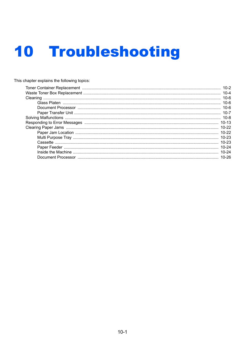 10 troubleshooting, Troubleshooting -1, Troubleshooting | TA Triumph-Adler 261ci User Manual | Page 337 / 396
