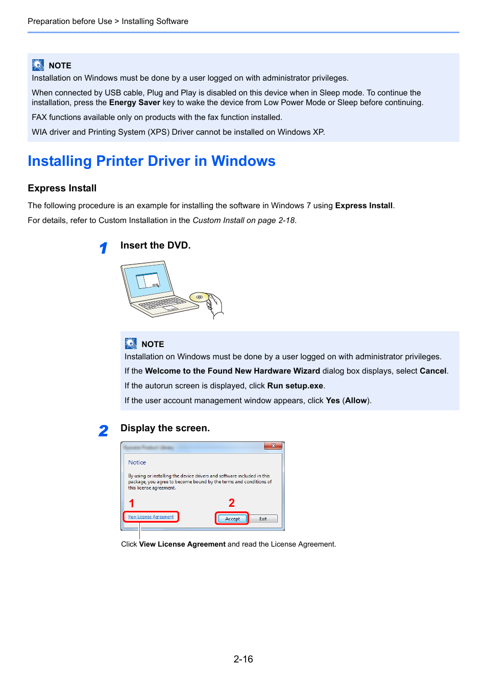 Installing printer driver in windows, Installing printer driver in windows -16 | TA Triumph-Adler 261ci User Manual | Page 52 / 396