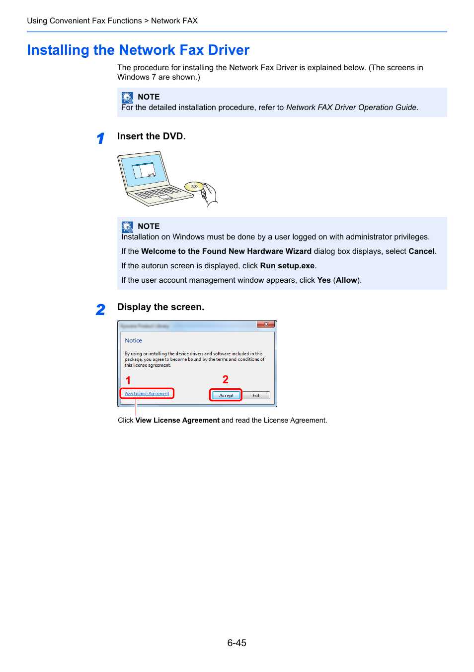 Installing the network fax driver, Installing the network fax driver -45 | TA Triumph-Adler 261ci User Manual | Page 130 / 212