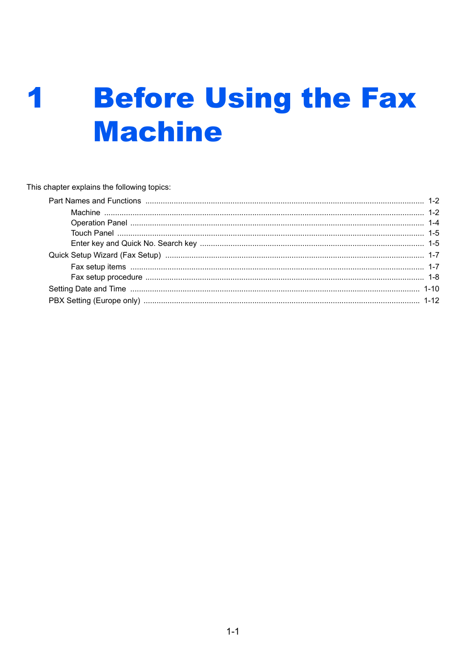 1 before using the fax machine, Before using the fax machine -1, 1before using the fax machine | TA Triumph-Adler 261ci User Manual | Page 15 / 212