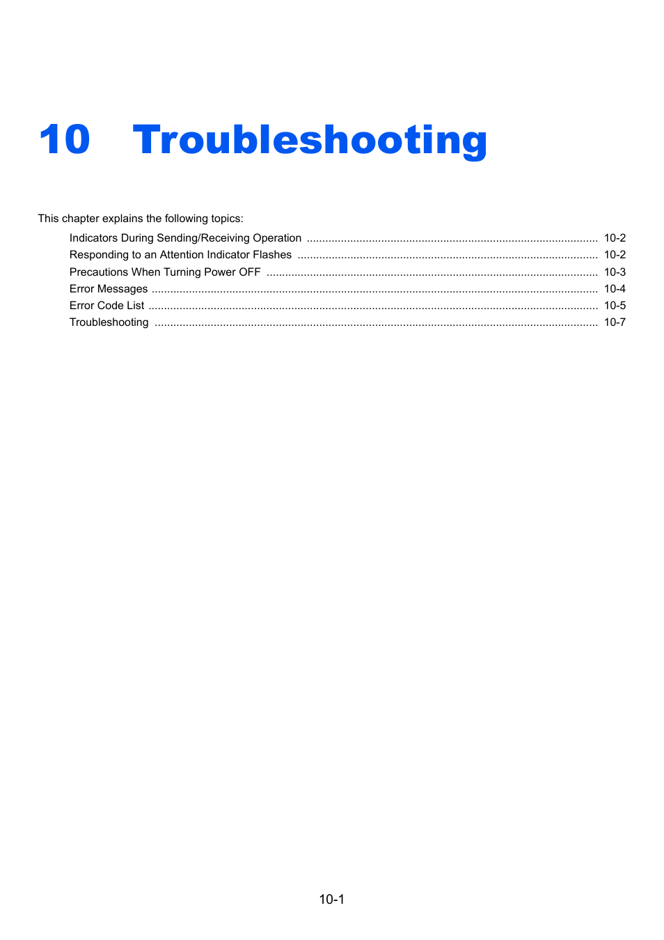 10 troubleshooting, Troubleshooting -1 | TA Triumph-Adler 261ci User Manual | Page 188 / 212