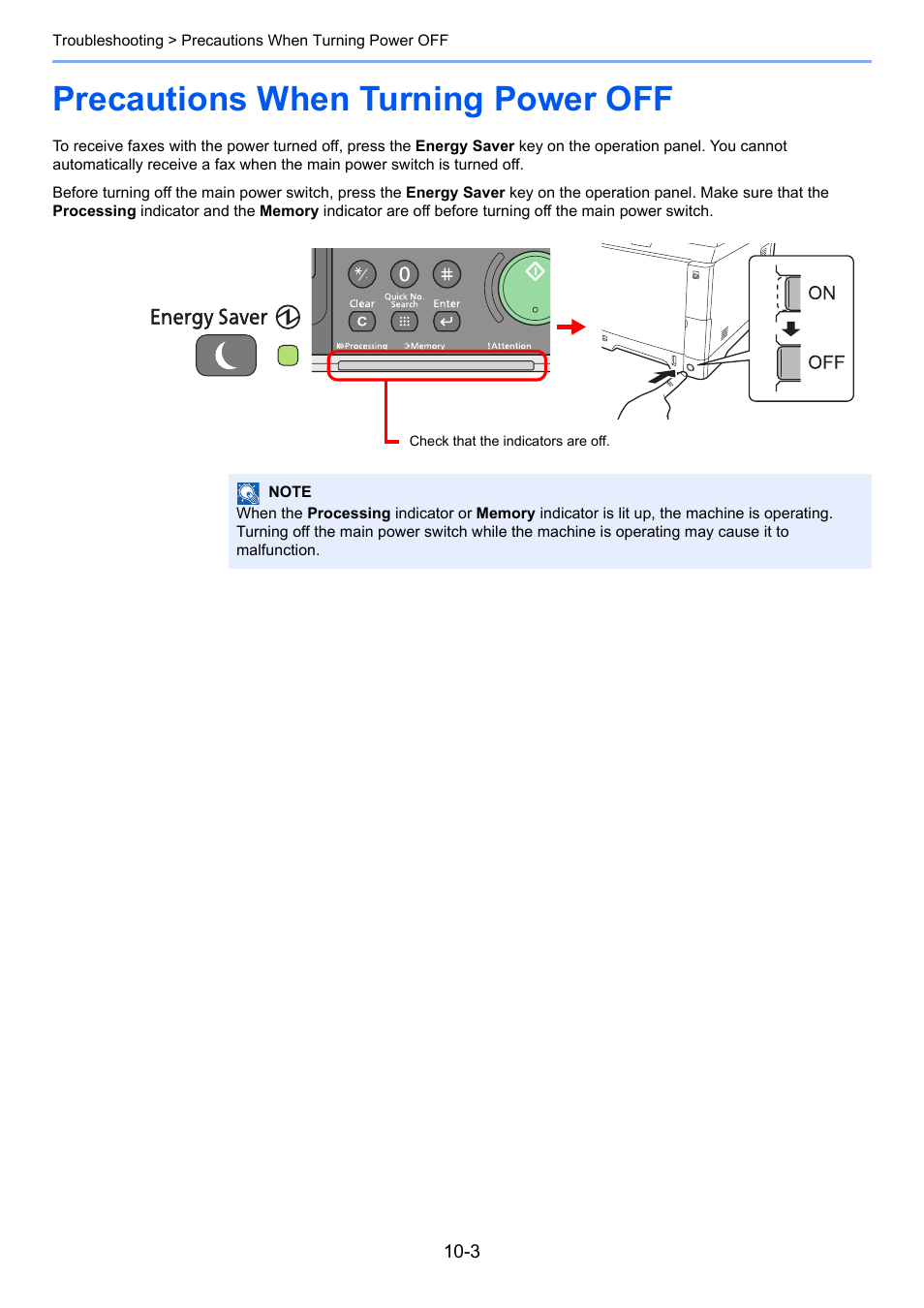 Precautions when turning power off, Precautions when turning power off -3 | TA Triumph-Adler 261ci User Manual | Page 190 / 212