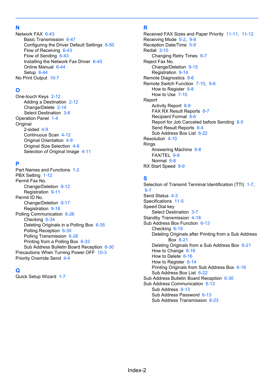 Index-2 n | TA Triumph-Adler 261ci User Manual | Page 209 / 212