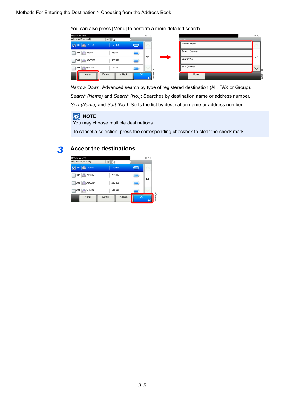 Accept the destinations | TA Triumph-Adler 261ci User Manual | Page 45 / 212