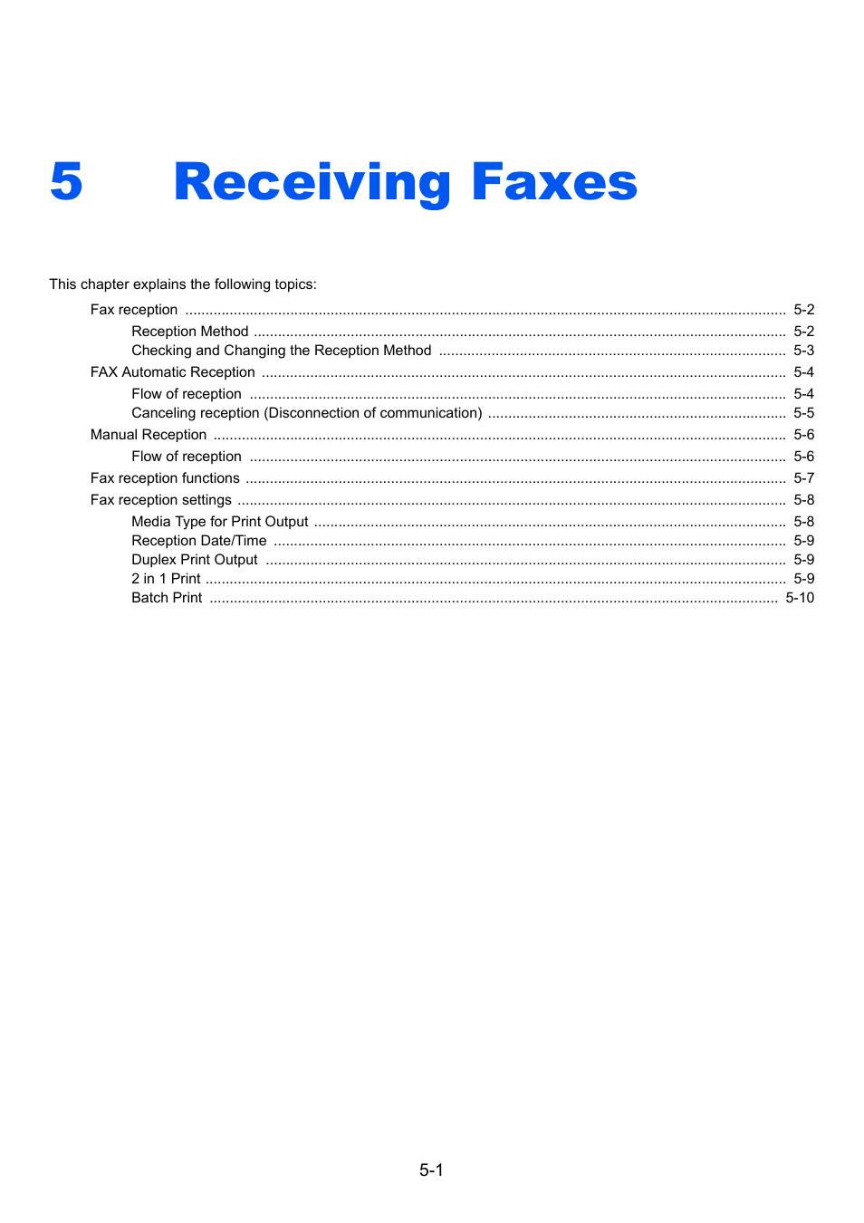 5 receiving faxes, Receiving faxes -1, 5receiving faxes | TA Triumph-Adler 261ci User Manual | Page 76 / 212