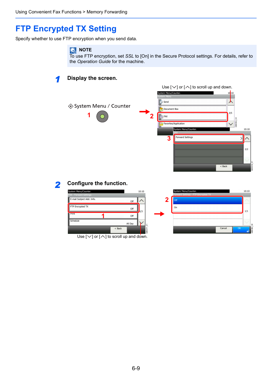 Ftp encrypted tx setting, Ftp encrypted tx setting -9, Display the screen | Configure the function | TA Triumph-Adler 261ci User Manual | Page 94 / 212