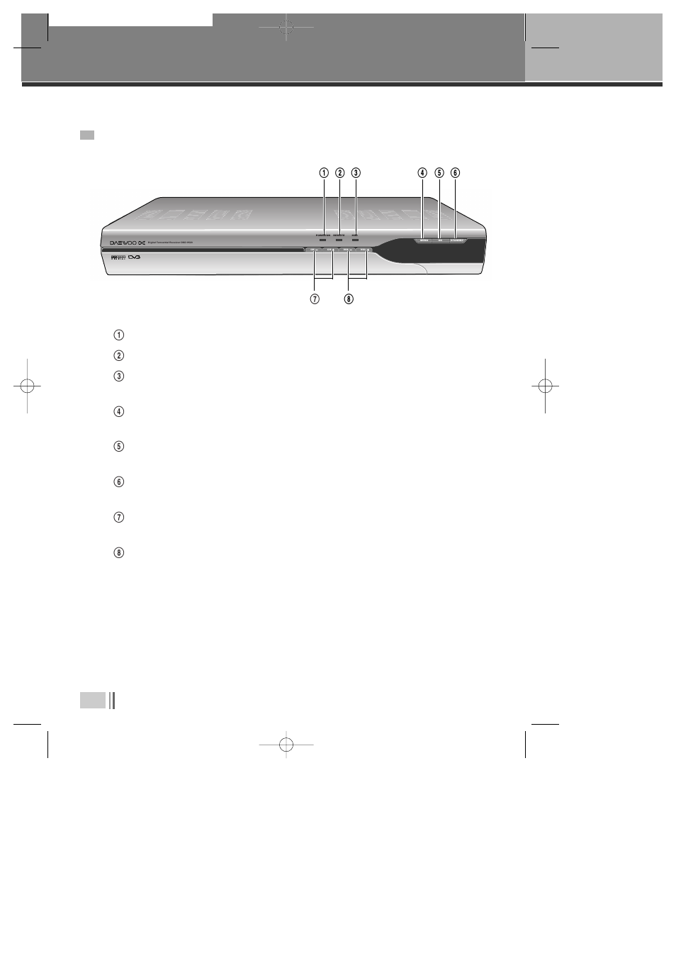 Identification of controls, Front panel | Daewoo Digital PVR DSD-9520 User Manual | Page 7 / 29