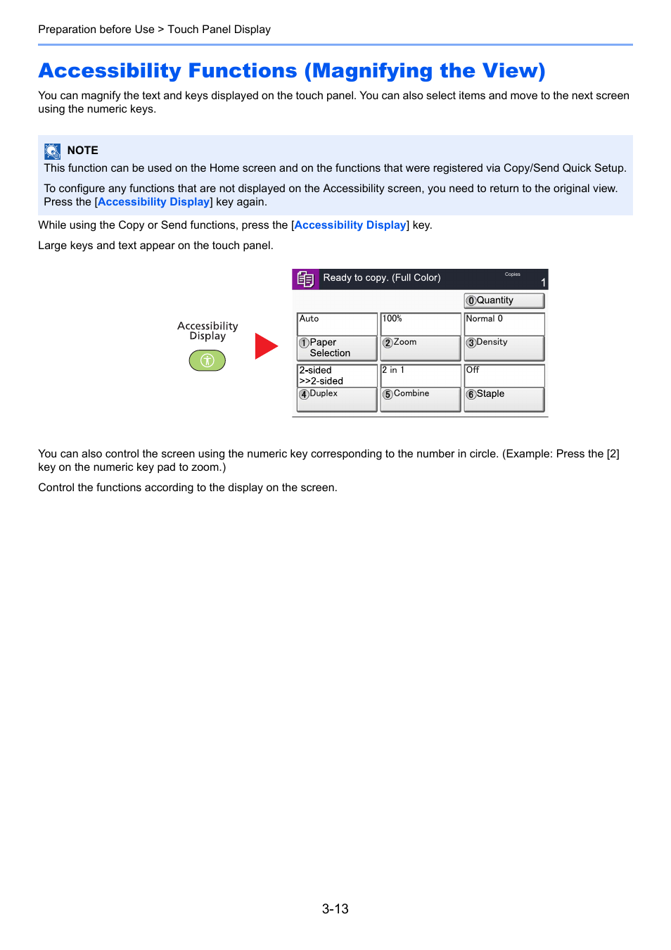 Accessibility functions (magnifying the view), Accessibility functions (magnifying the view) -13 | TA Triumph-Adler 3005ci User Manual | Page 117 / 572