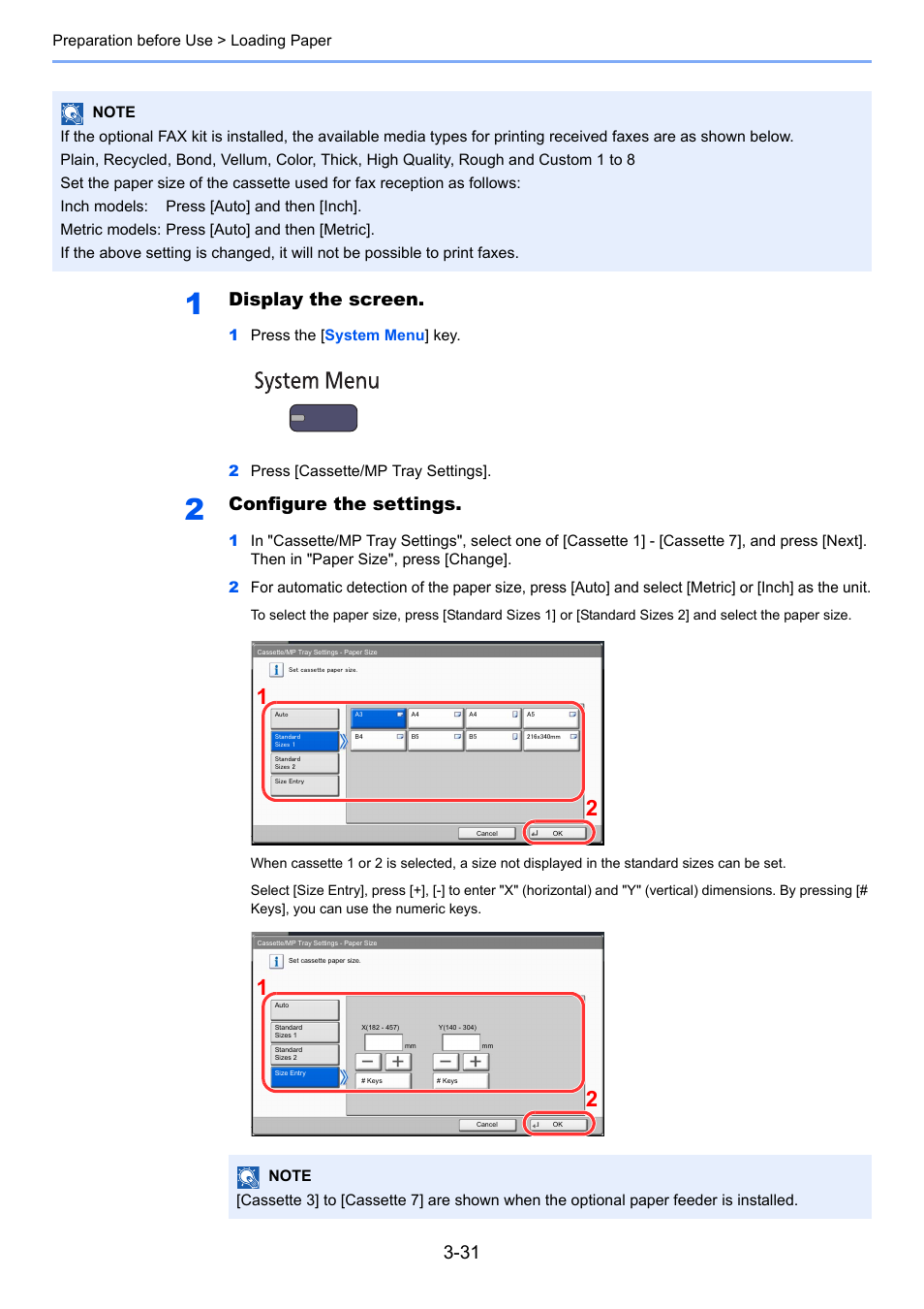 Display the screen, Configure the settings | TA Triumph-Adler 3005ci User Manual | Page 135 / 572